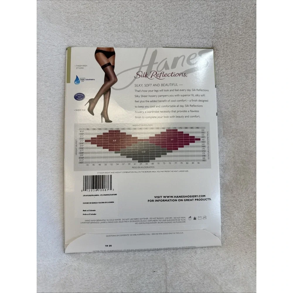 Hanes Silk‎ Reflections Thigh Highs Silky Sheer Style 720 Size CD Little Color